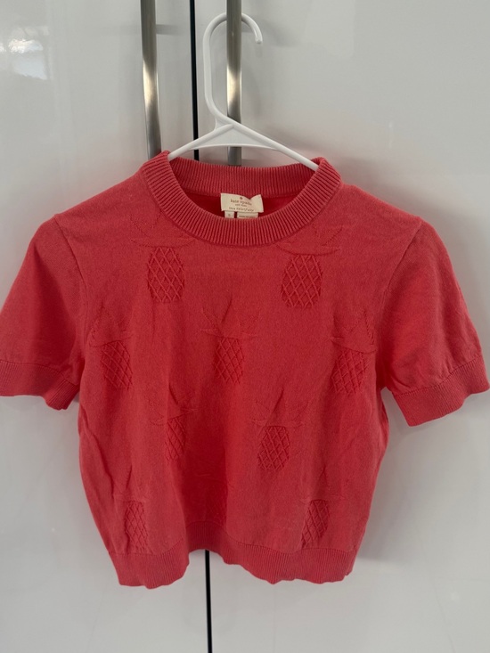 kate spade Tops - kate spade Coral Pink Knit Top with Ribbed Trim